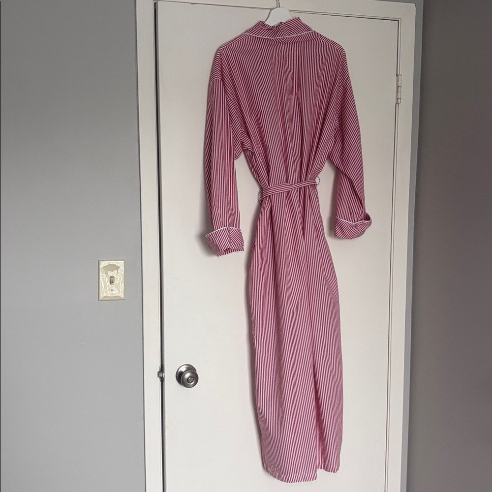 VINTAGE Valentino Intimo Intimates Pink and White Striped Robe 100% cotton