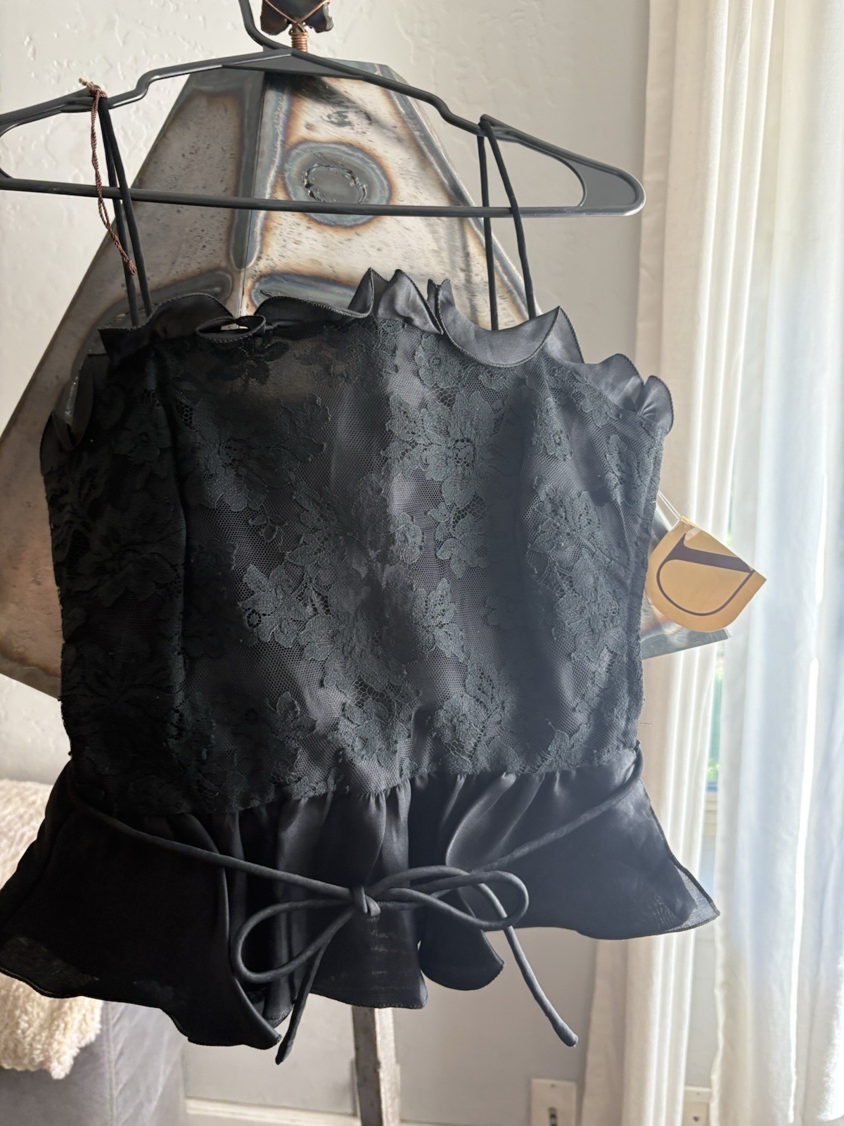 Rare Vintage Valentino Boutique Black Lace Peplum Cami Top Sz 6 nWt Late 1980