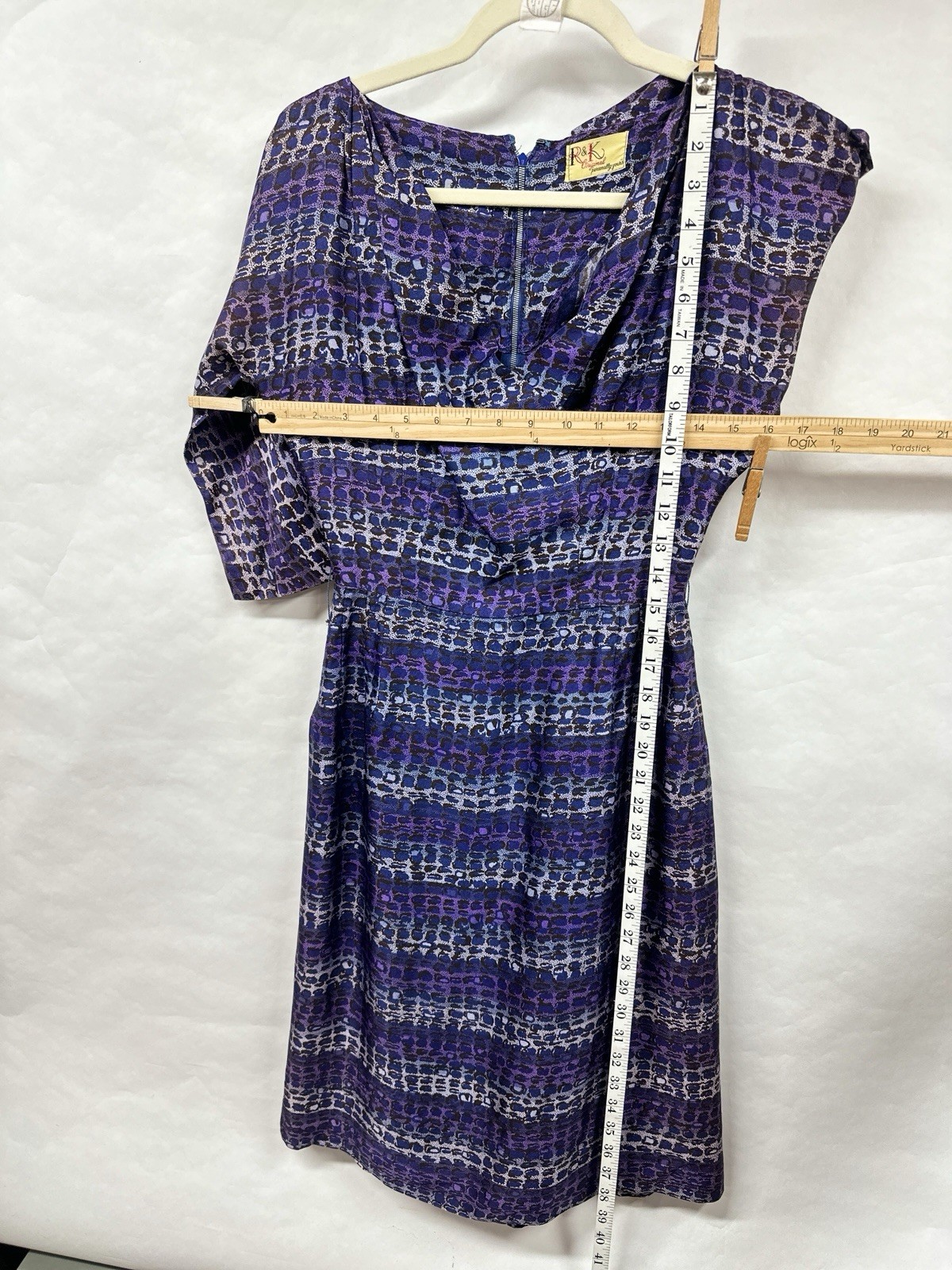 Vintage 60s Shirtwaist Dress Small Purple Abstract Stripped R&K Originals
