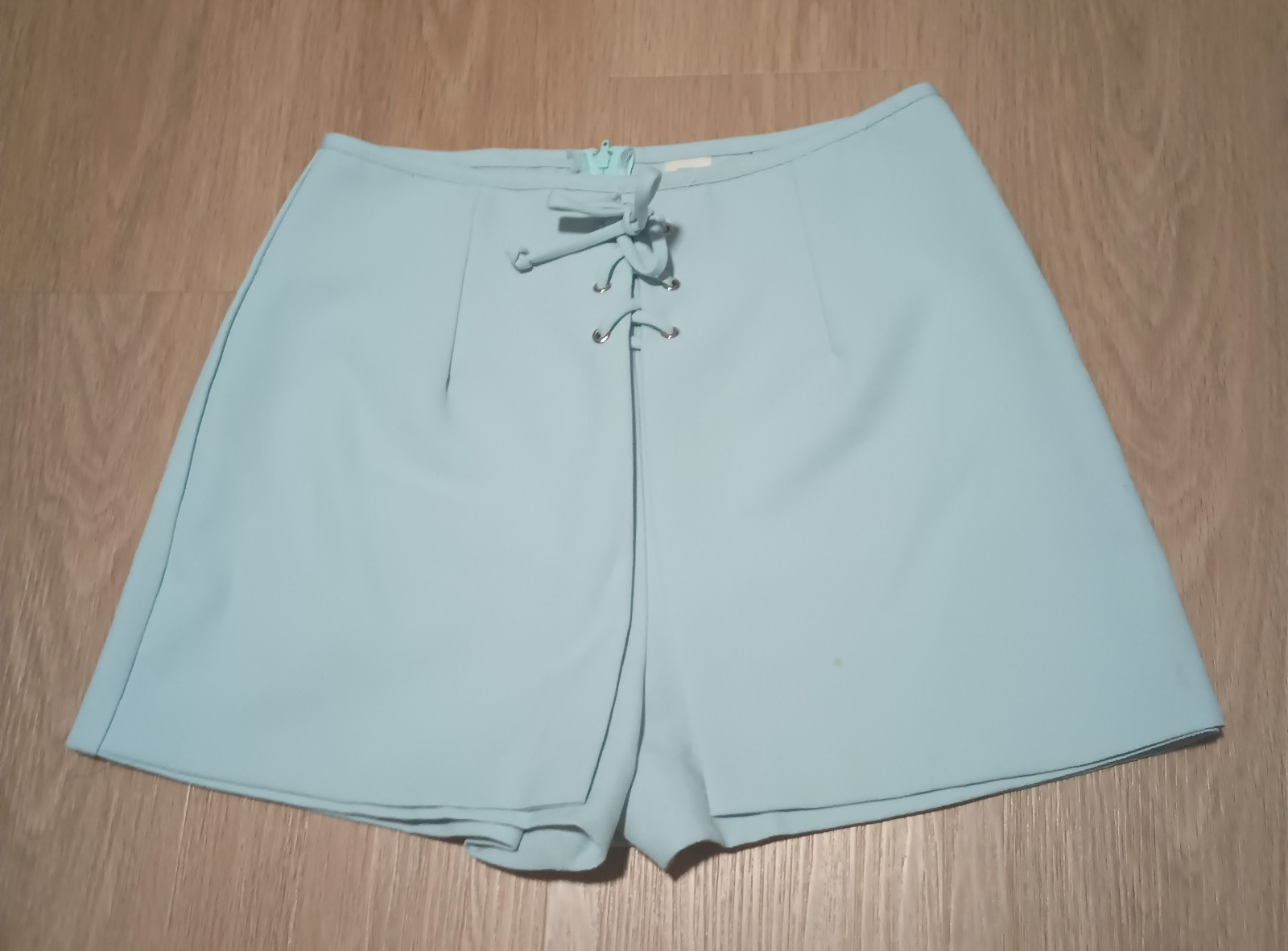 Vtg 70s UPTOWN Powder Blue Gabardine Skort Shorts Mini Skirt layered summer S