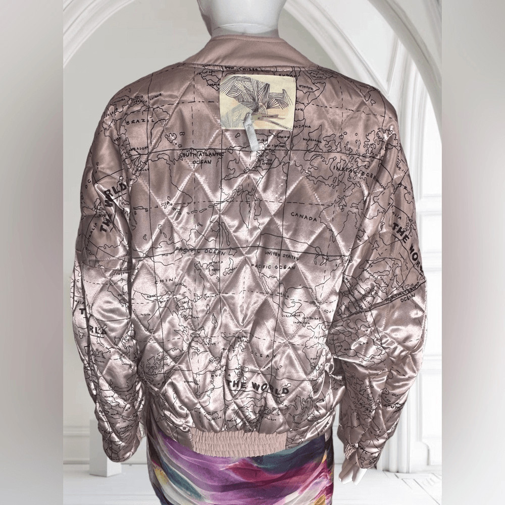 Anthropologie Kimchi Blue Pink Map or Solid Oversized Reversible Jacket