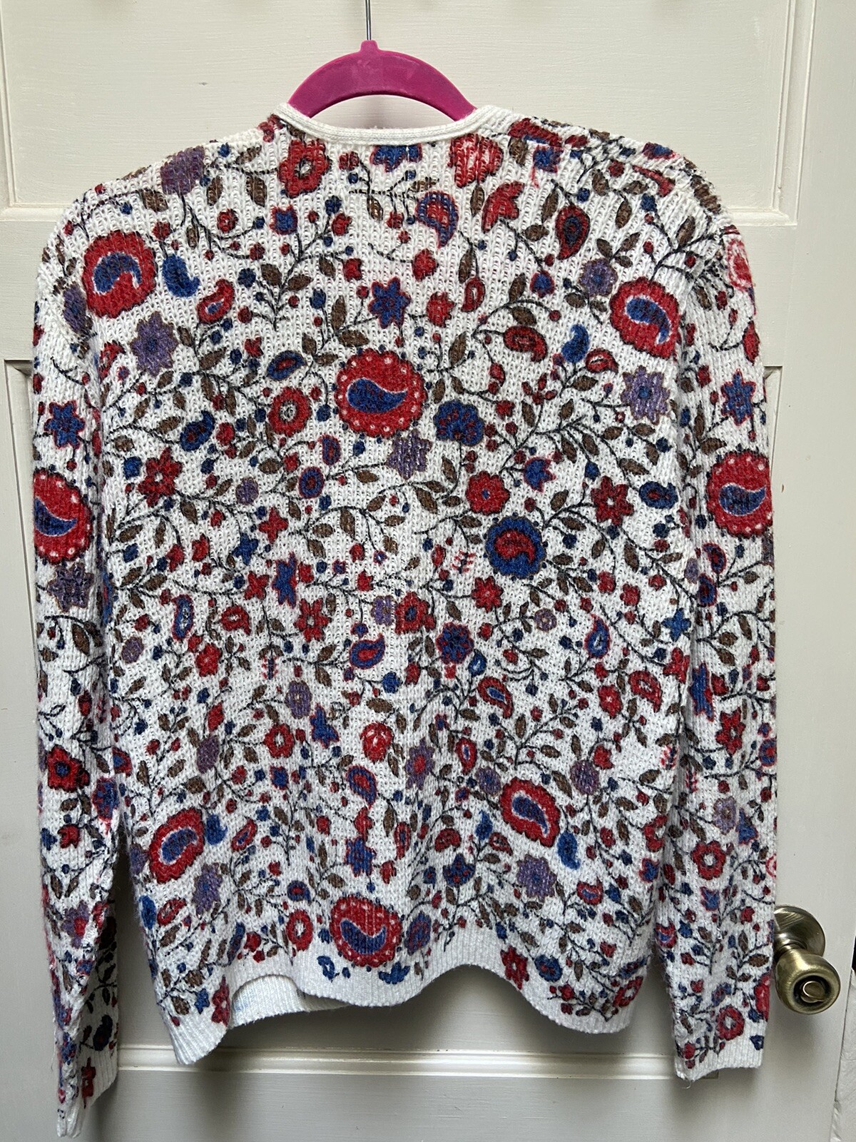 Vintage 1950’s Floral Womens Large Cardigan Sweater Orlan Acrylic GrandmaCore