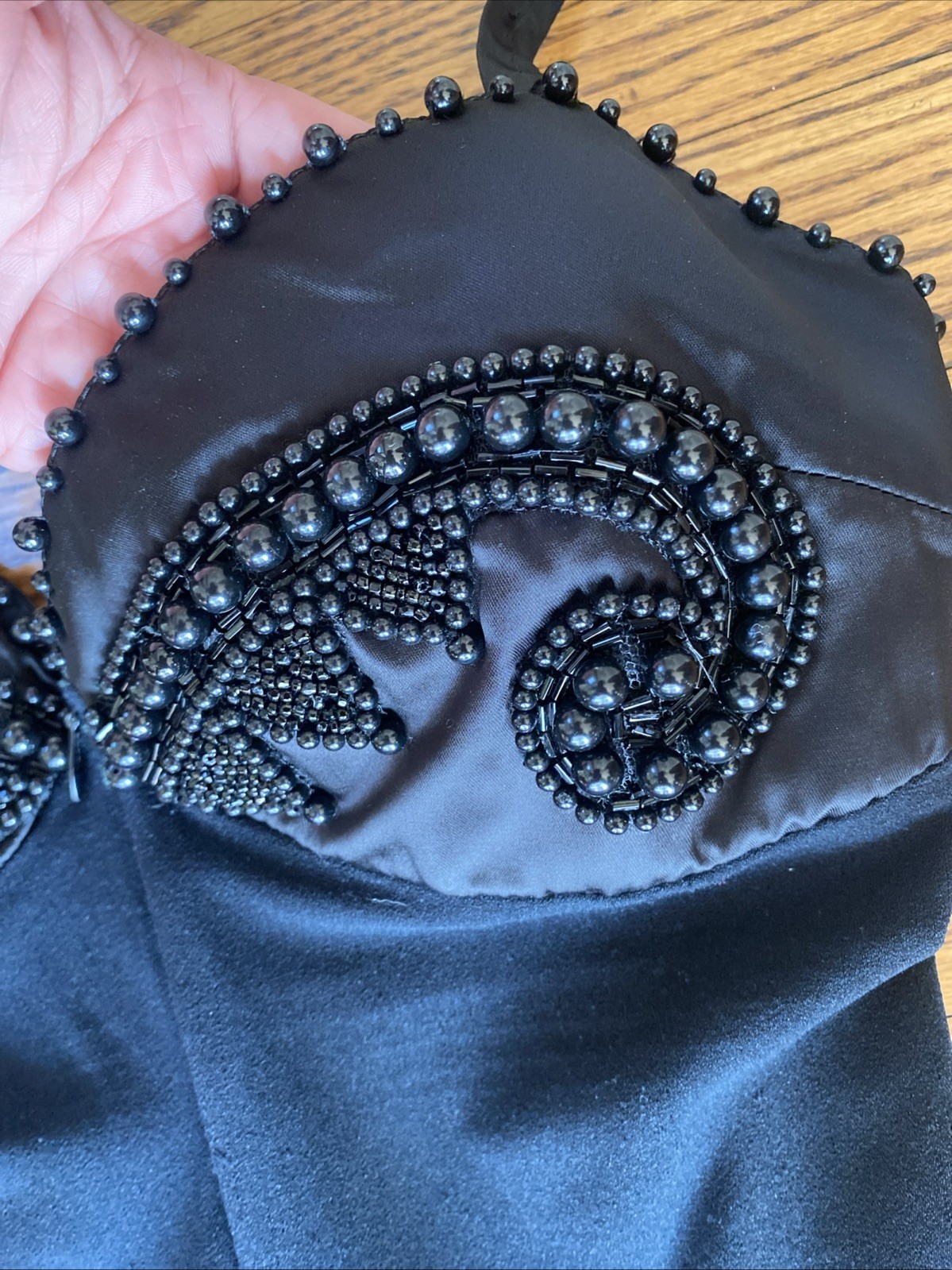 Vintage 1990s Black Byblos Beaded Catsuit Jumpsuit Bodysuit AS IS