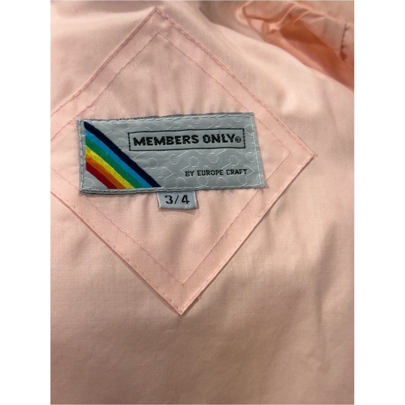 Members Only Vintage Jacket size 3/4 Pale Pink 80s Racer Core Aesthetic
