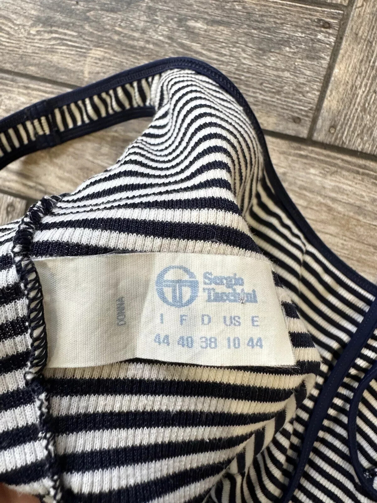 Vintage 1990s 90s Sergio Tacchini One Piece Stripped Swimsuit Size IT 44 US10