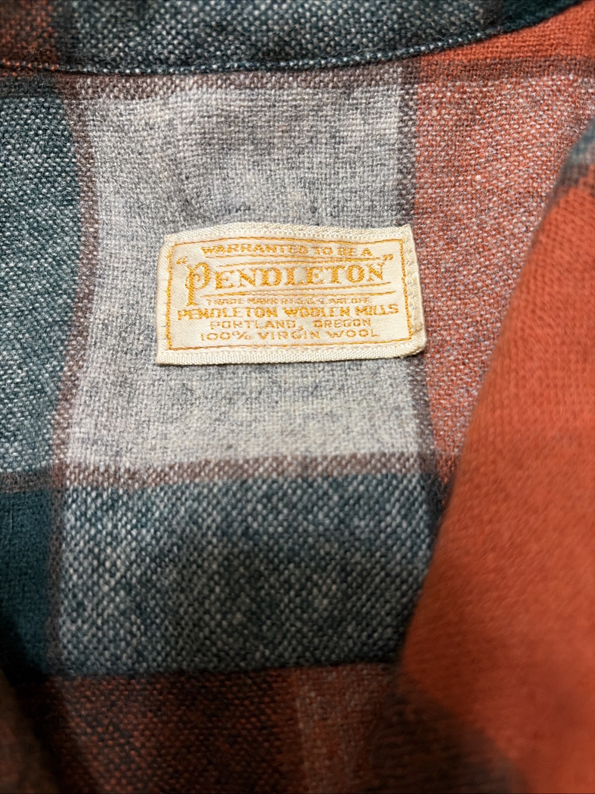 Vintage 50s Pendleton 49er Wool Rare Autumn Orange Green Plaid Chore Coat LG
