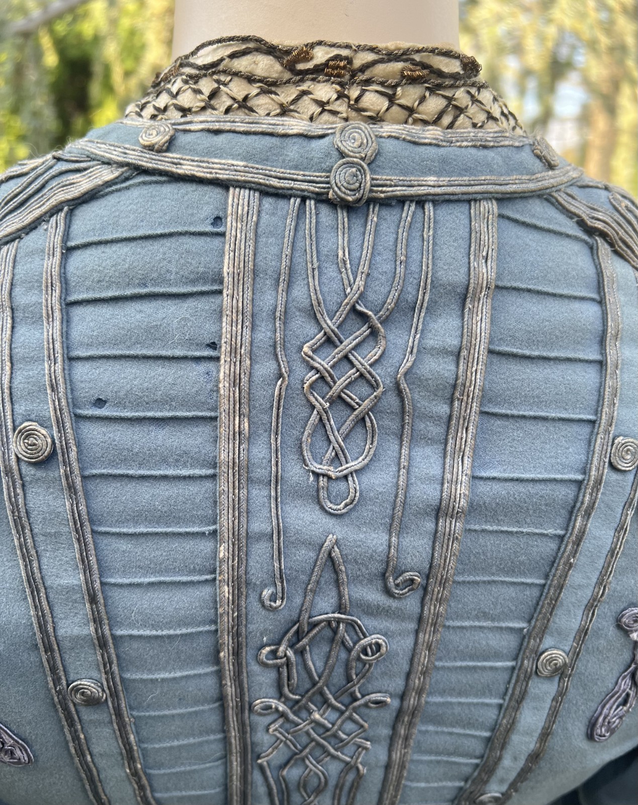 ANTIQUE EDWARDIAN BLUE WOOL 2PC WALKING SUIT DRESS