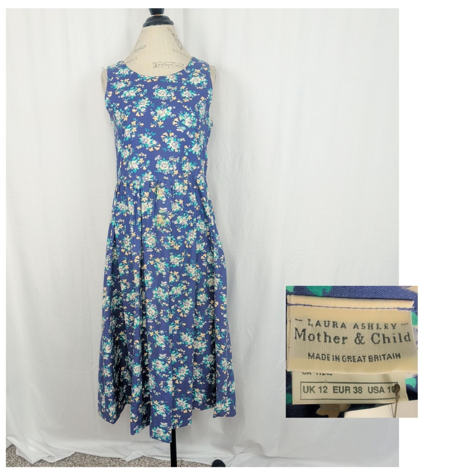 Vintage 90s Laura Ashley Dress 10 Large Purple Floral Midi NWT