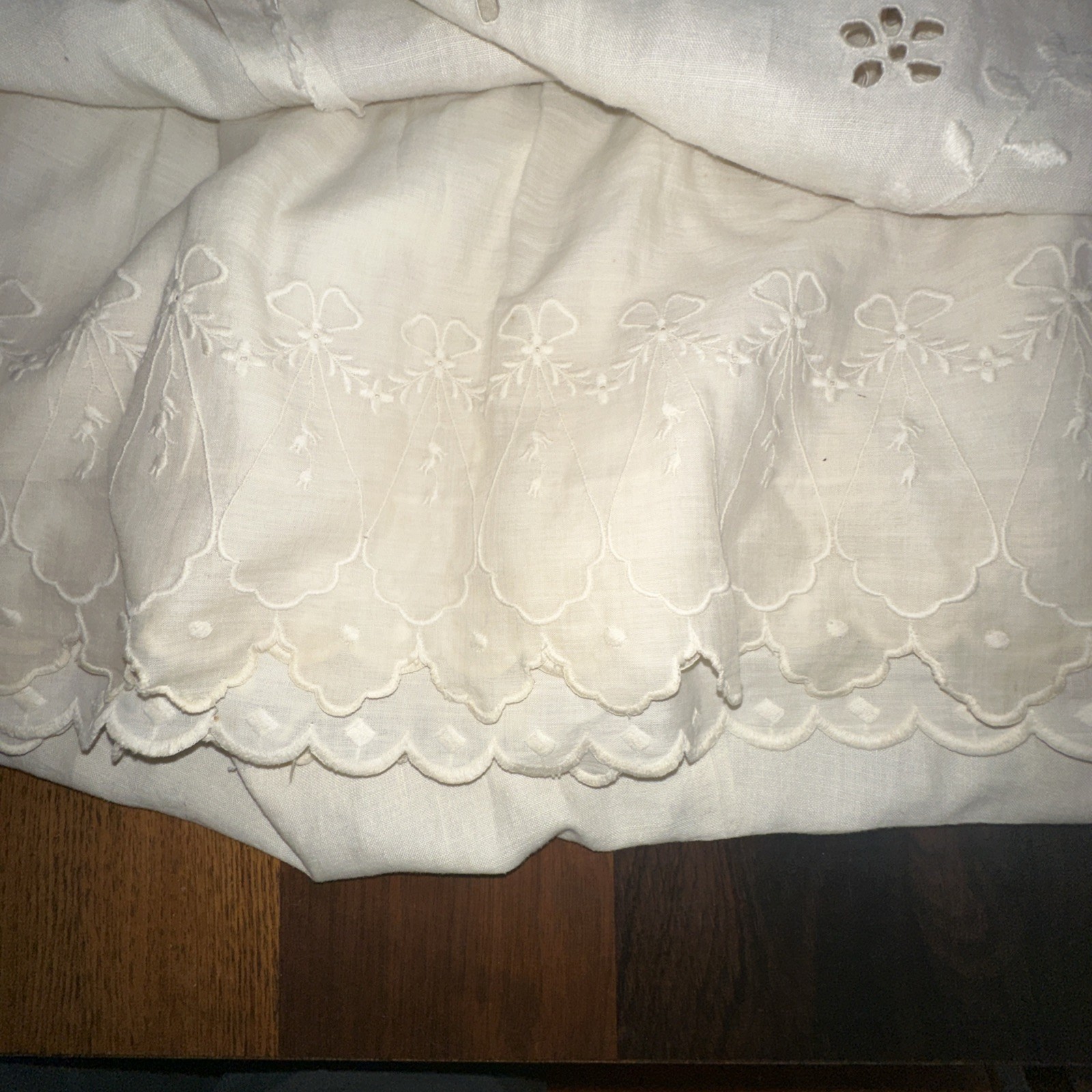 Antique Edwardian Tea Lawn Skirt Top Petticoat Gloves Embroidered Cream Linen