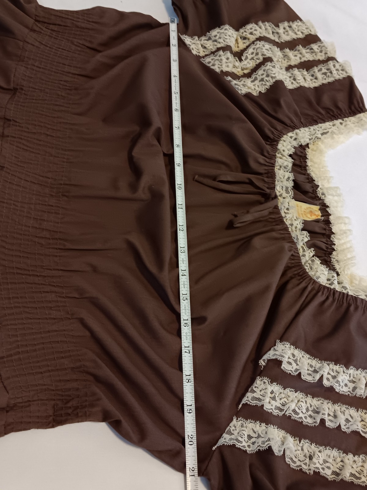 Vtg 60s 70s Partners Please Malco Modes Square Dance Dress Brown Cream 14 USA