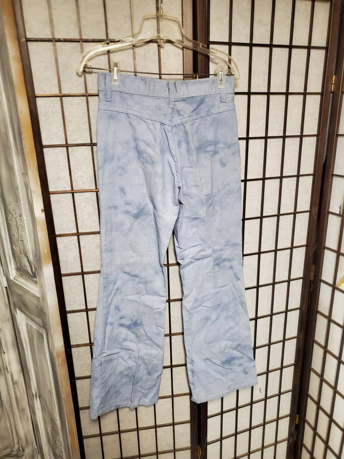 Vtg 60s 70s Maverick Bell Bottom Mottled Denim Jeans Flare Hippie 28 x 30&Prime;