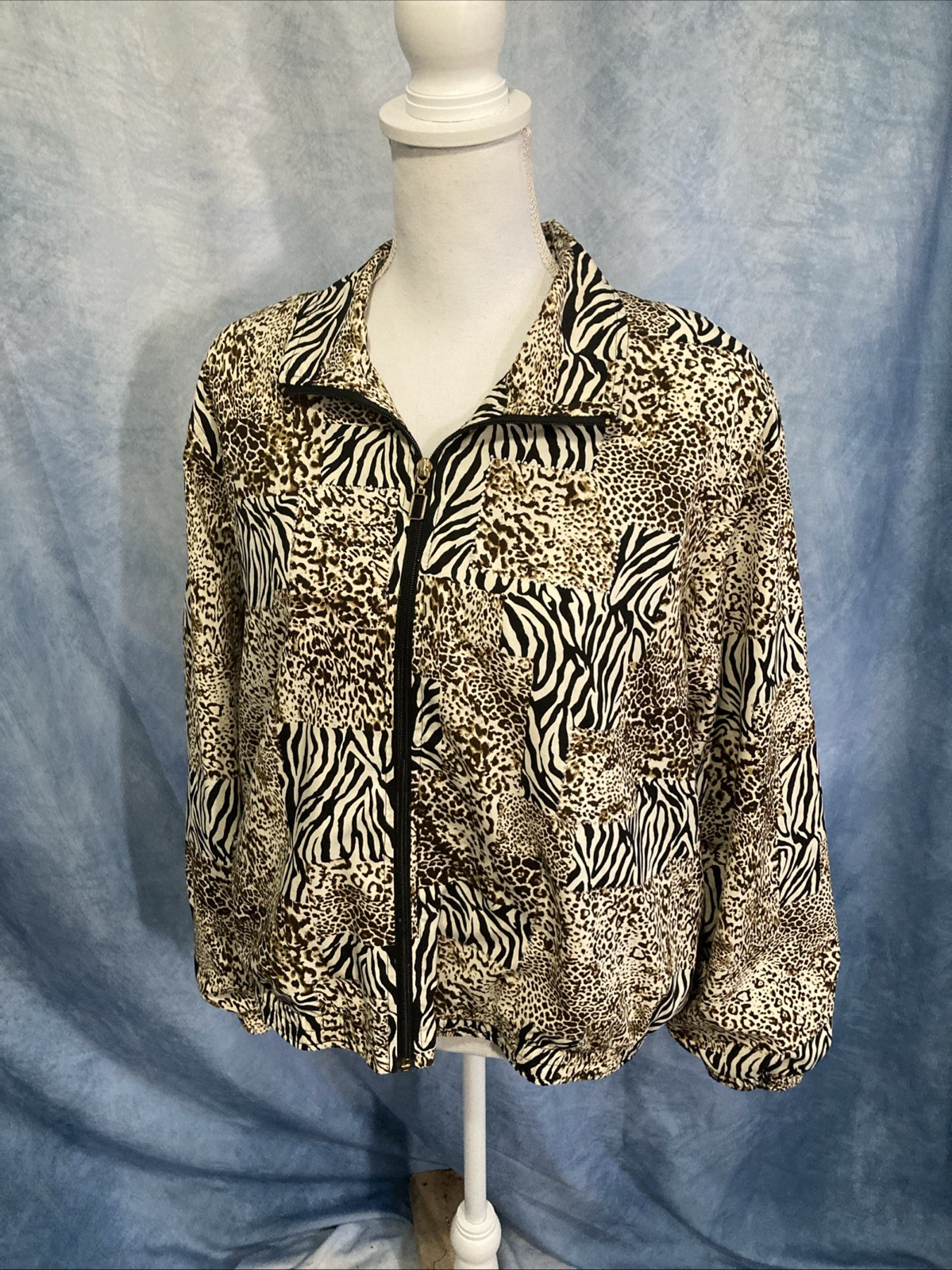 Koret Sport Vtg 90s Windbreaker Jacket Petite XL PXL Animal Print KJ631233P EUC