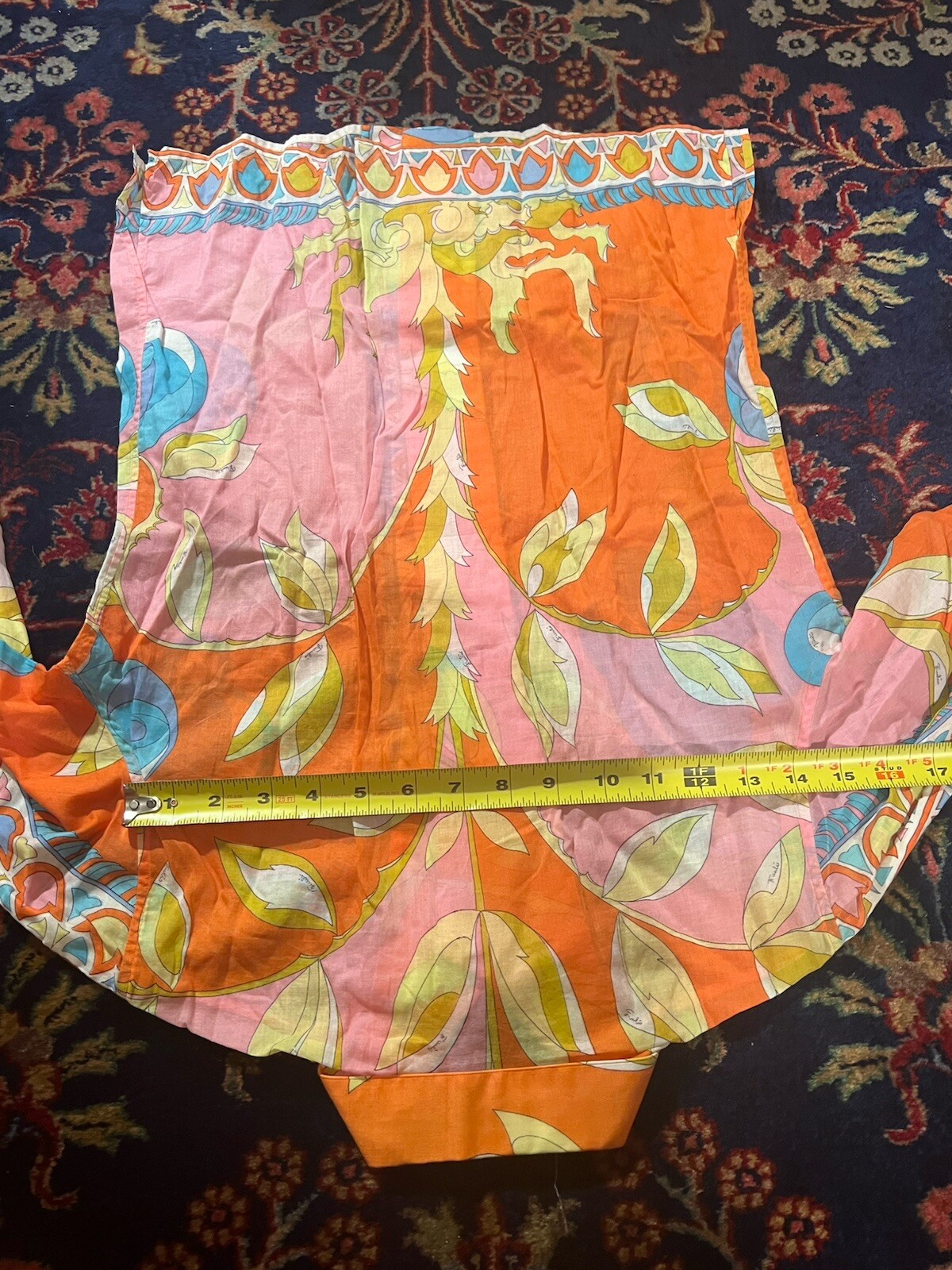 VINTAGE 1970s EMILIO PUCCI Top Cotton Blouse Vtg 8/Small Pink Rare Mint