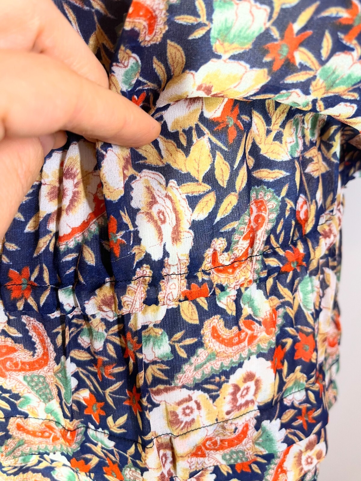 Vintage Unbranded Floral Shirtdress Sheer Lace Collar Fits 10/12