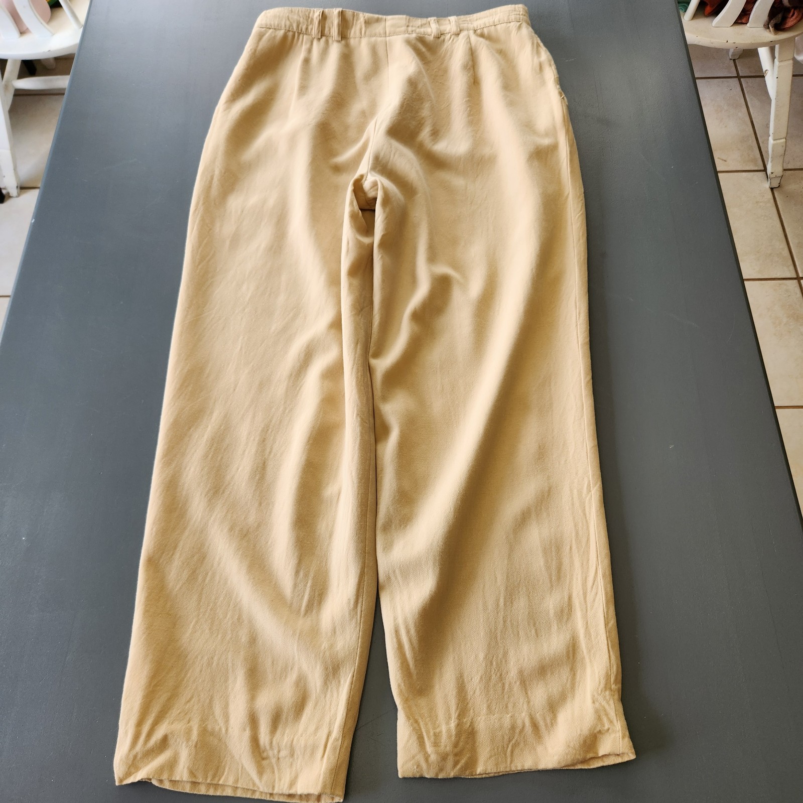 VTG 80s 90s Escada Women Wool Pleated Trouser Pant Sz 44 Camel Quiet Luxury