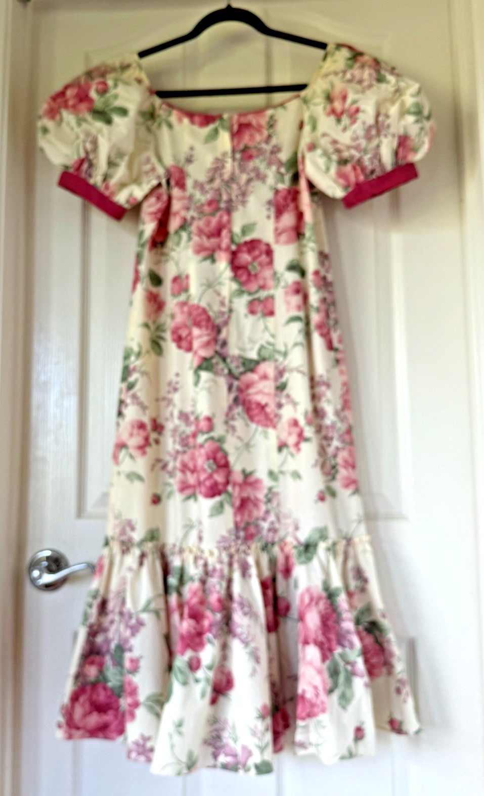 VTG 80&rsquo;s Hawaii Lola Jrs Women&rsquo;s Floral Roses/Lilacs Ruffle Midi/ Tea Dress Sz 7