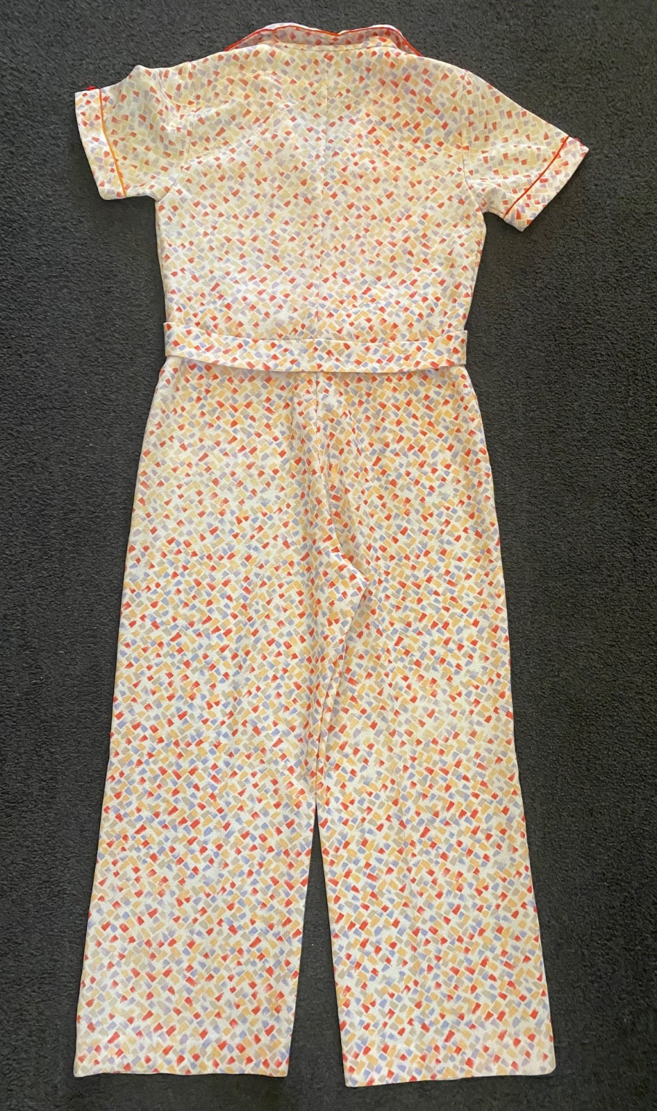 70&rsquo;s Retro Vintage Double Knit Polyester Jumpsuit W/Belt & Pockets Sz XS/S