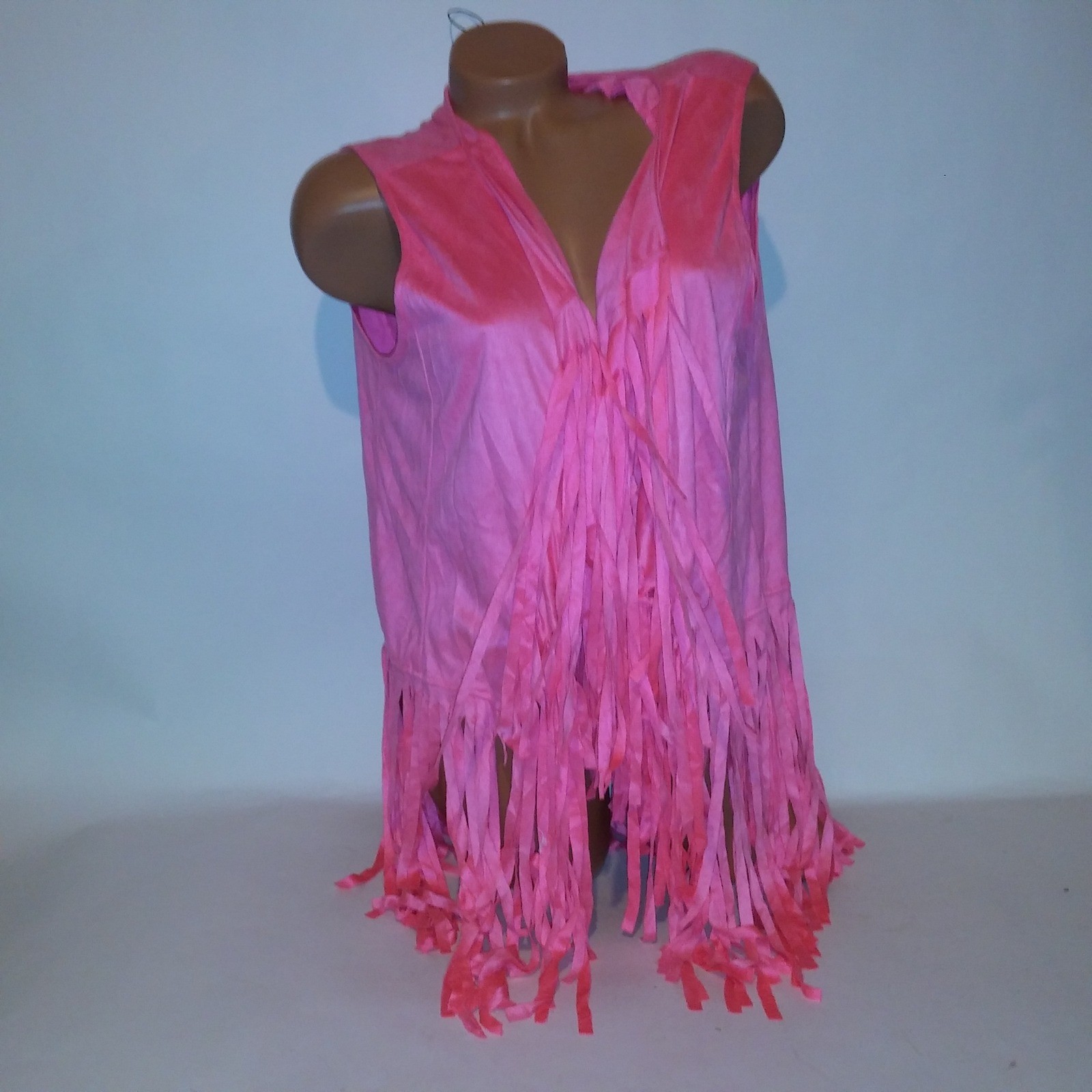 Halloween Costume 2X Pink Vest Fringe Rodeo Barbie Solid Cowboy Girly
