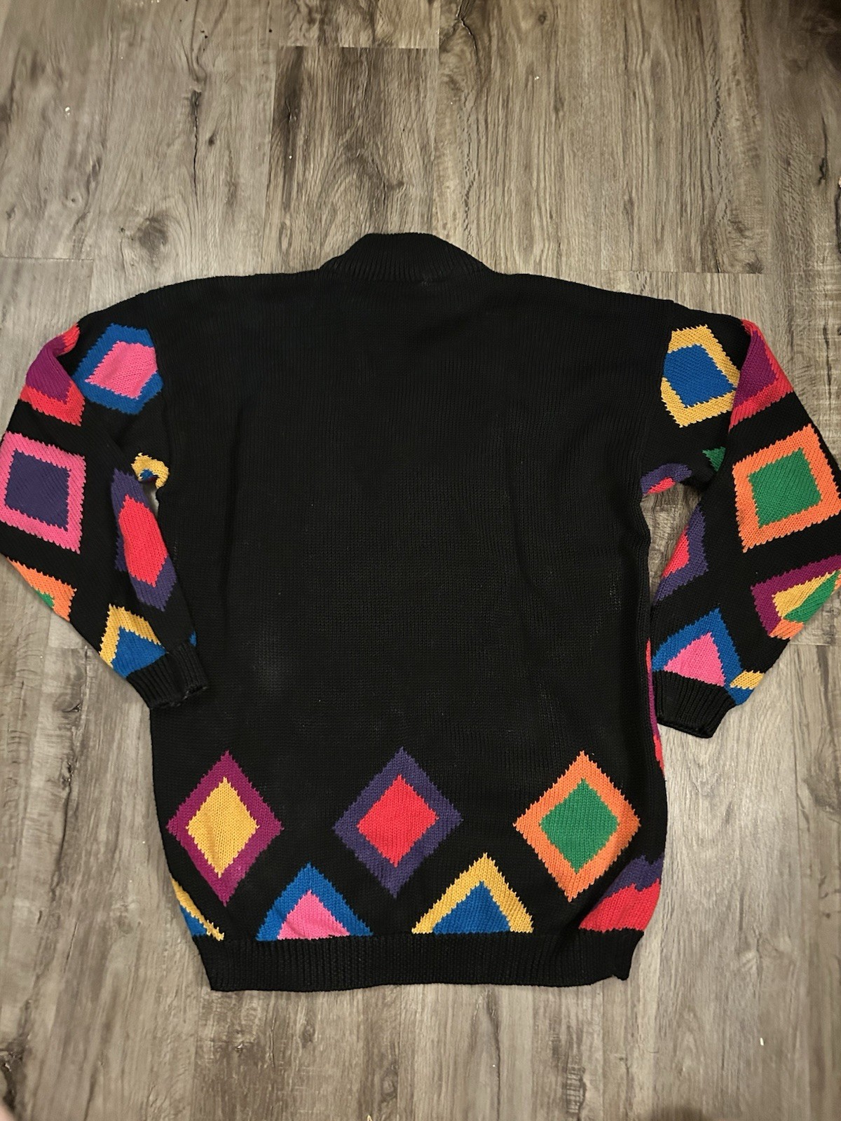 1980s Rafaella Argyle Harlequin Style Knit Pullover Sweater