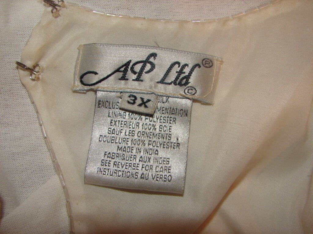 Vintage AP Ltd 100% Silk Designer Beaded Dress Timeless Classic Design Size 3X