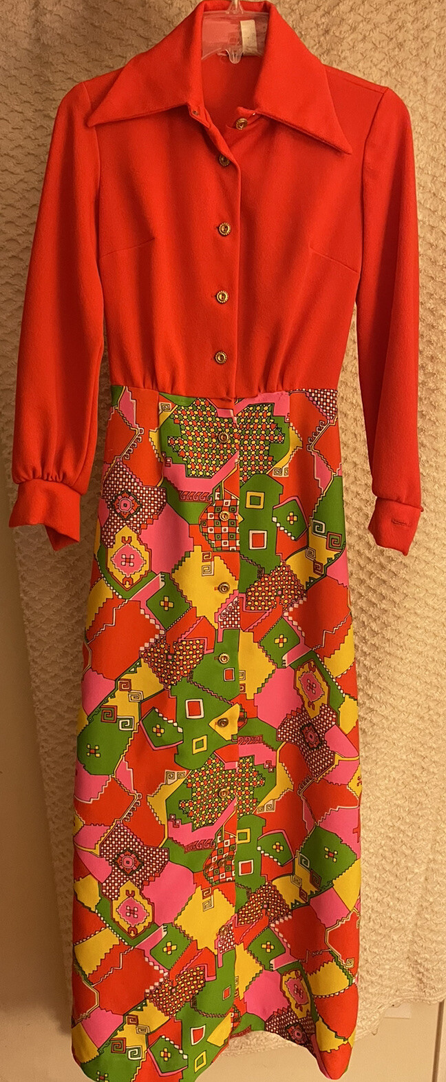 60s/70s Vintage Maxi Dress size XS/S pre-owned tag removed