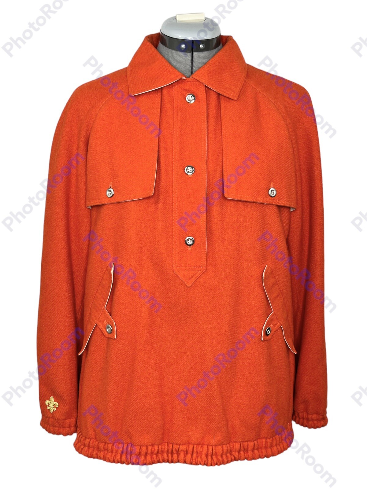 COURREGES Paris Hyperbole Vintage 1970’s Orange Wool Jacket Collared Outerwear