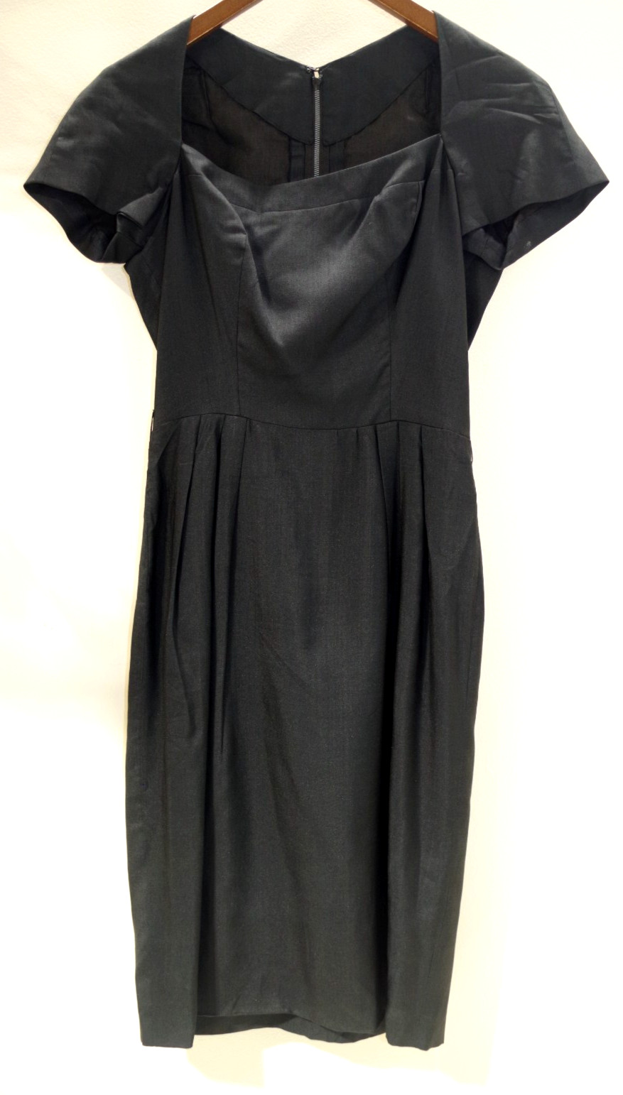 J5 50s Vintage Silk Blend Little Black Cocktail Dress XS Custom Couture Lined