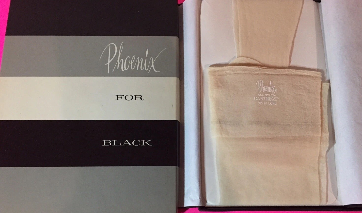 3 PAIR PHOENIX for BLACK Vintage 60s All Nylon Stockings 9 1/2 – 10 LONG SLUMBER