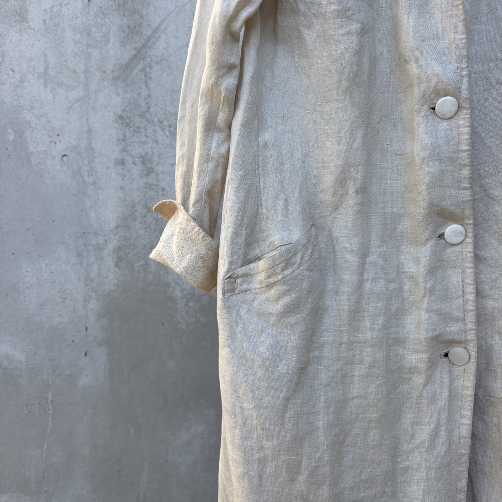 Antique Edwardian Linen Duster Coat Driving Sportswear Full Length Vintage