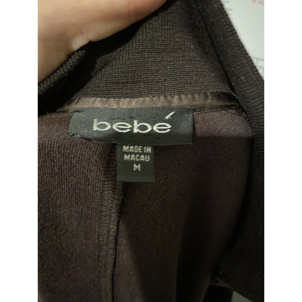 BEBE Y2K Medium Tracksuit Hoodie Jacket Vintage Velvet Velour Brown Embellished