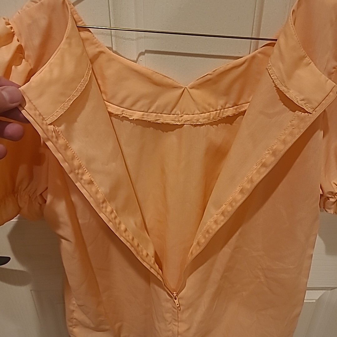 Vintage Square Dance Top Blouse Peach L/XL Cottage Prairie