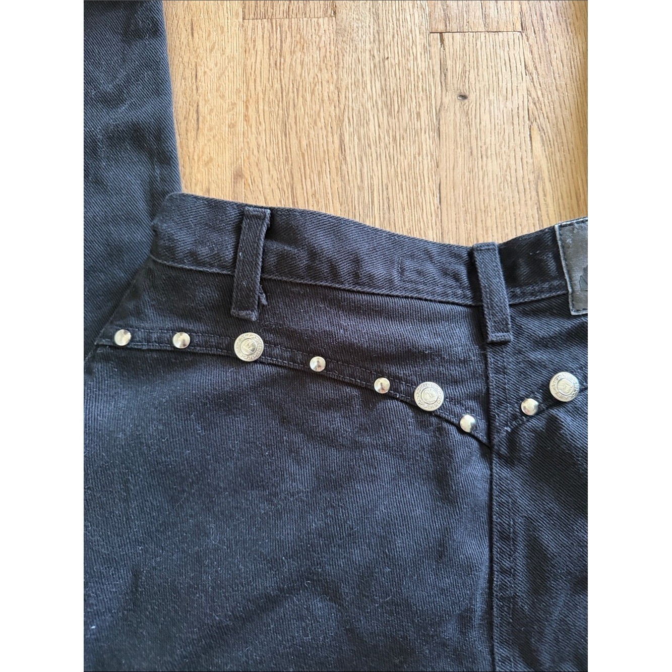 Vintage Western Rockies Studded High Rise Bareback Jeans Black Waist 26&Prime;