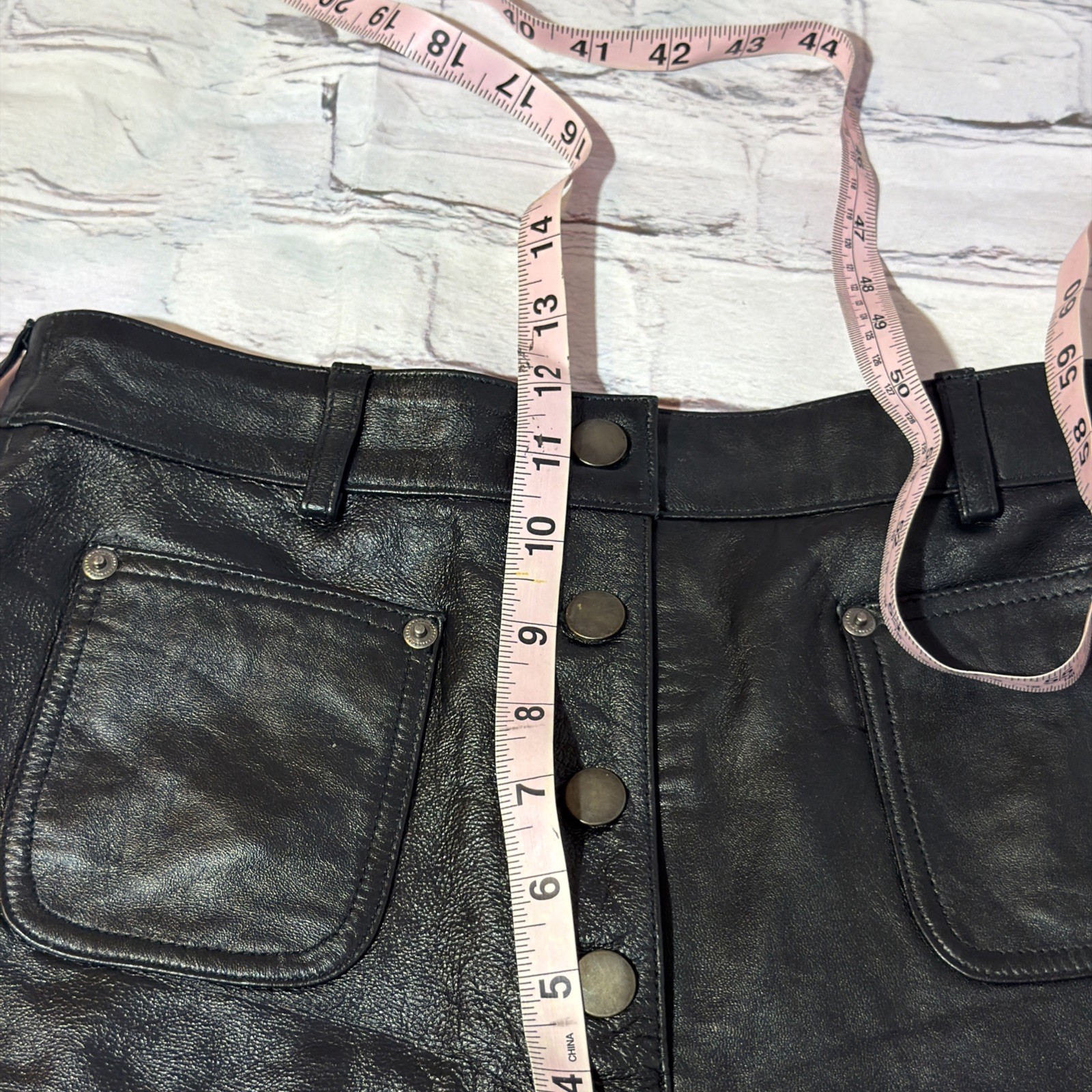 Leather Button Fly Micro Shorts Sz 4 First Bare Back 12in Rise 90’s Vintage