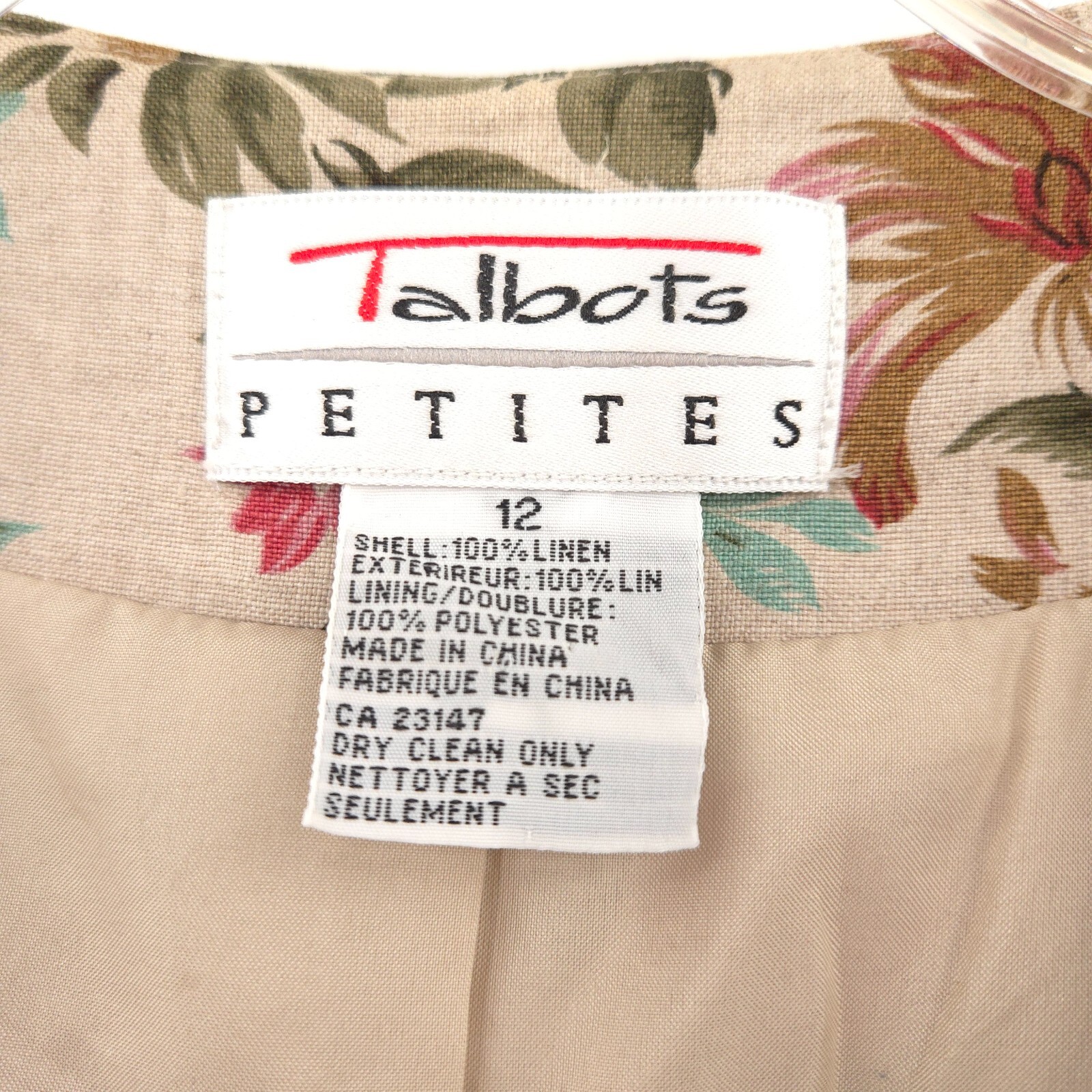 Vintage 1990s Talbots floral linen vest Size 12p petite longline cottage grandma