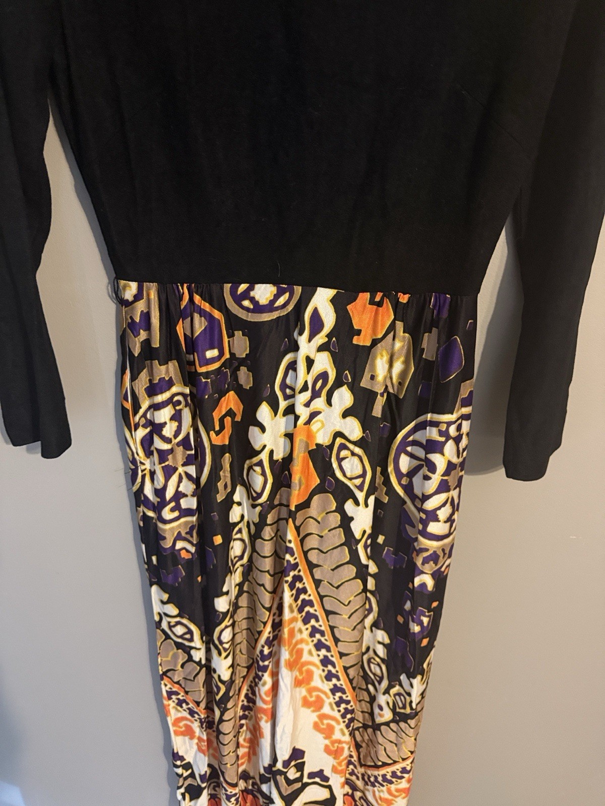 Vtg Diana Dean By Julius Lonschein Hostess Dress. Orange/Black Siz Me Small