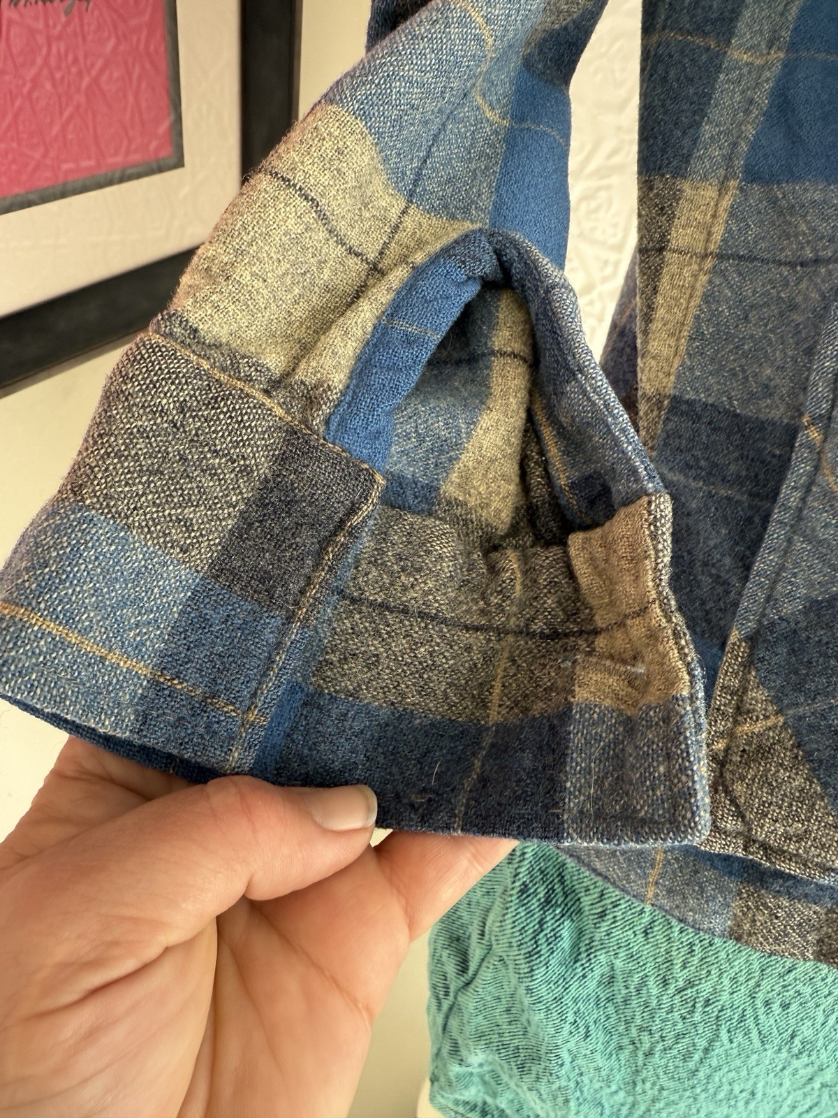 True Vintage 1950s/1940s era pendleton style 49er jacket blue grey plaid S/M