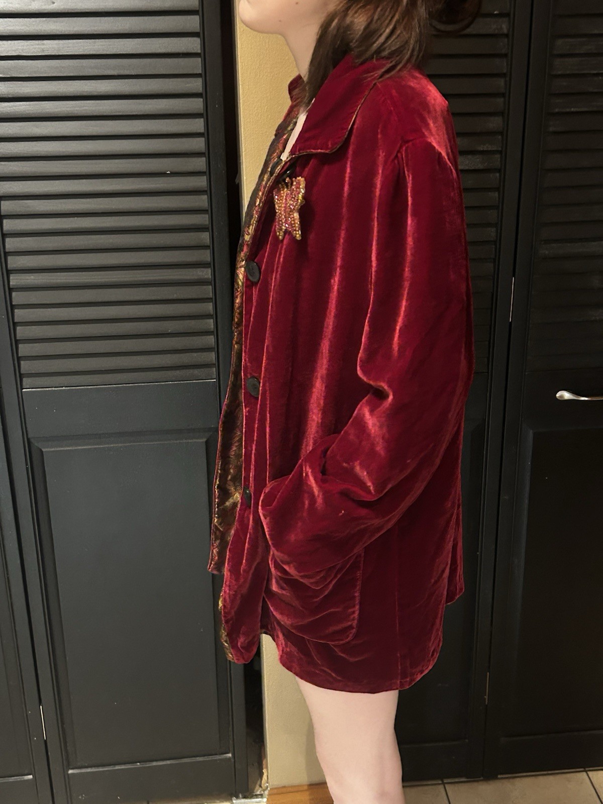 Vintage April Cornell Trading Reversible Red Velvetine/Brocade Blazer Size S