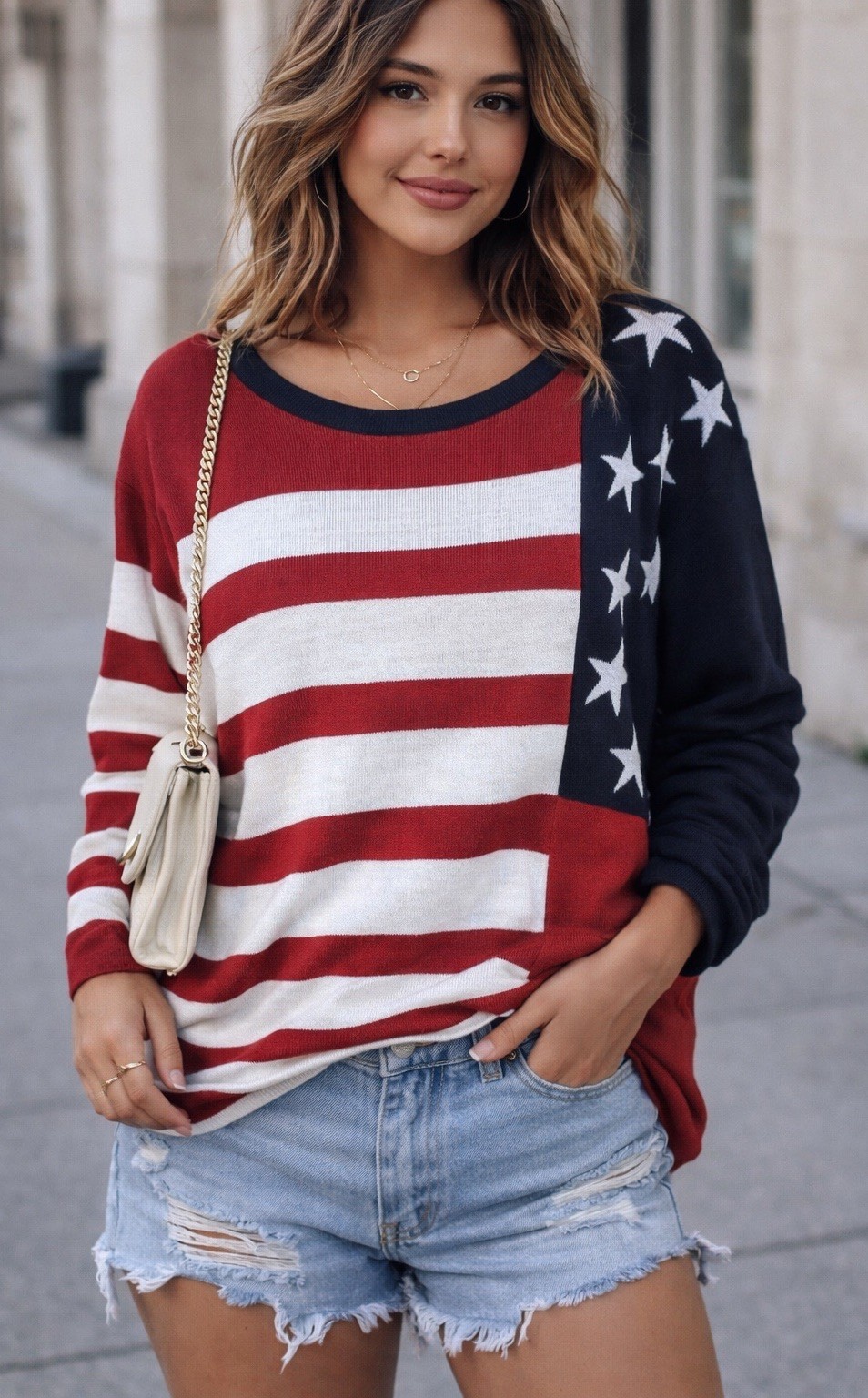 1980s Propensity American Flag Patriotic July 4 USA Vintage Knit Top Sz XL, 1X