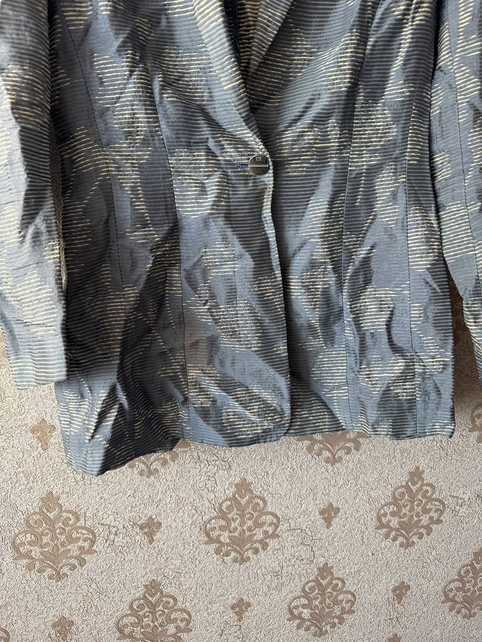 ESCADA Margaretha Ley Vintage Metallic Gold Striped Blazer Jacket Size 38 Italy