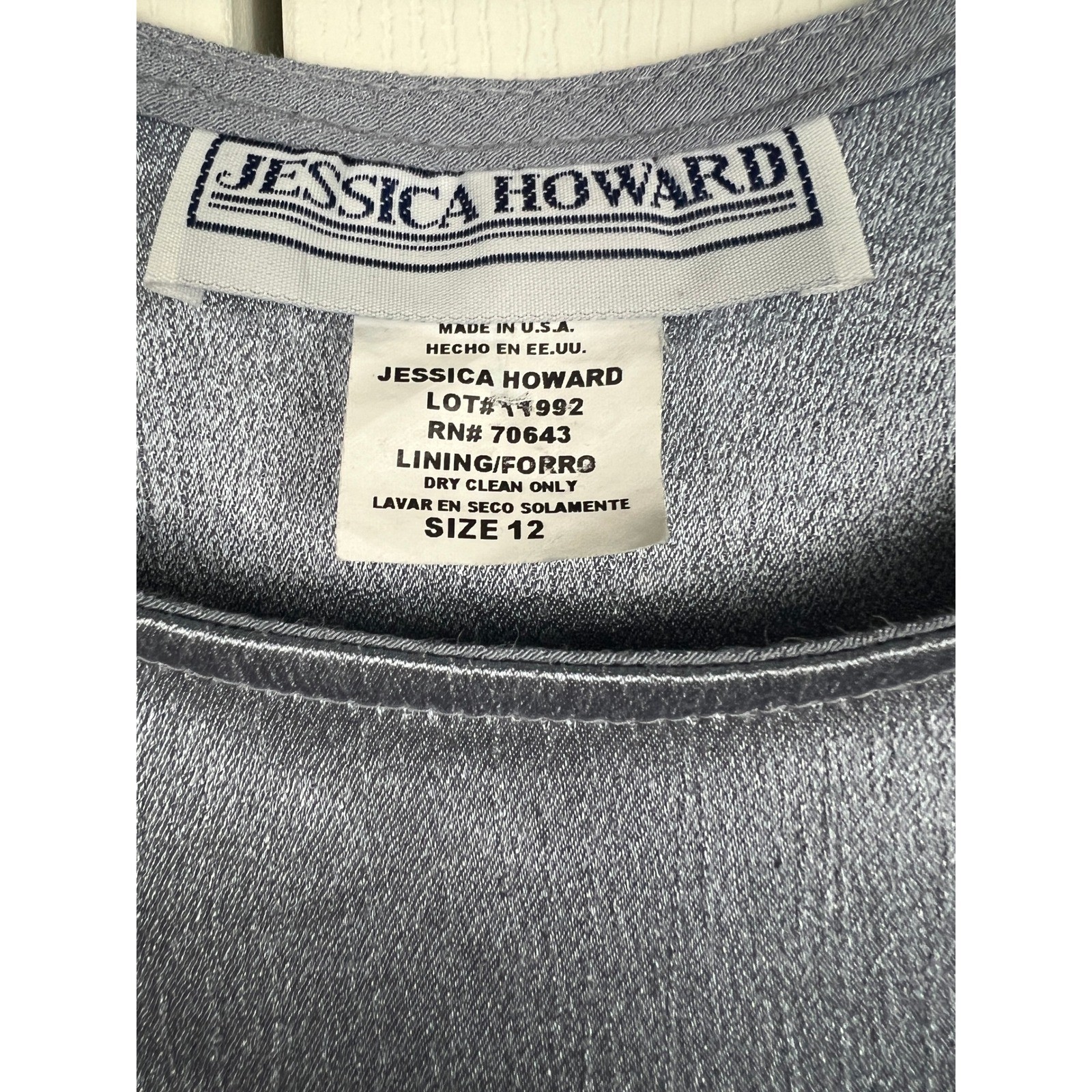 Jessica Howard Vintage Maxi Dress Gown 90s Minimalist Metallic Silver Gray XS/S