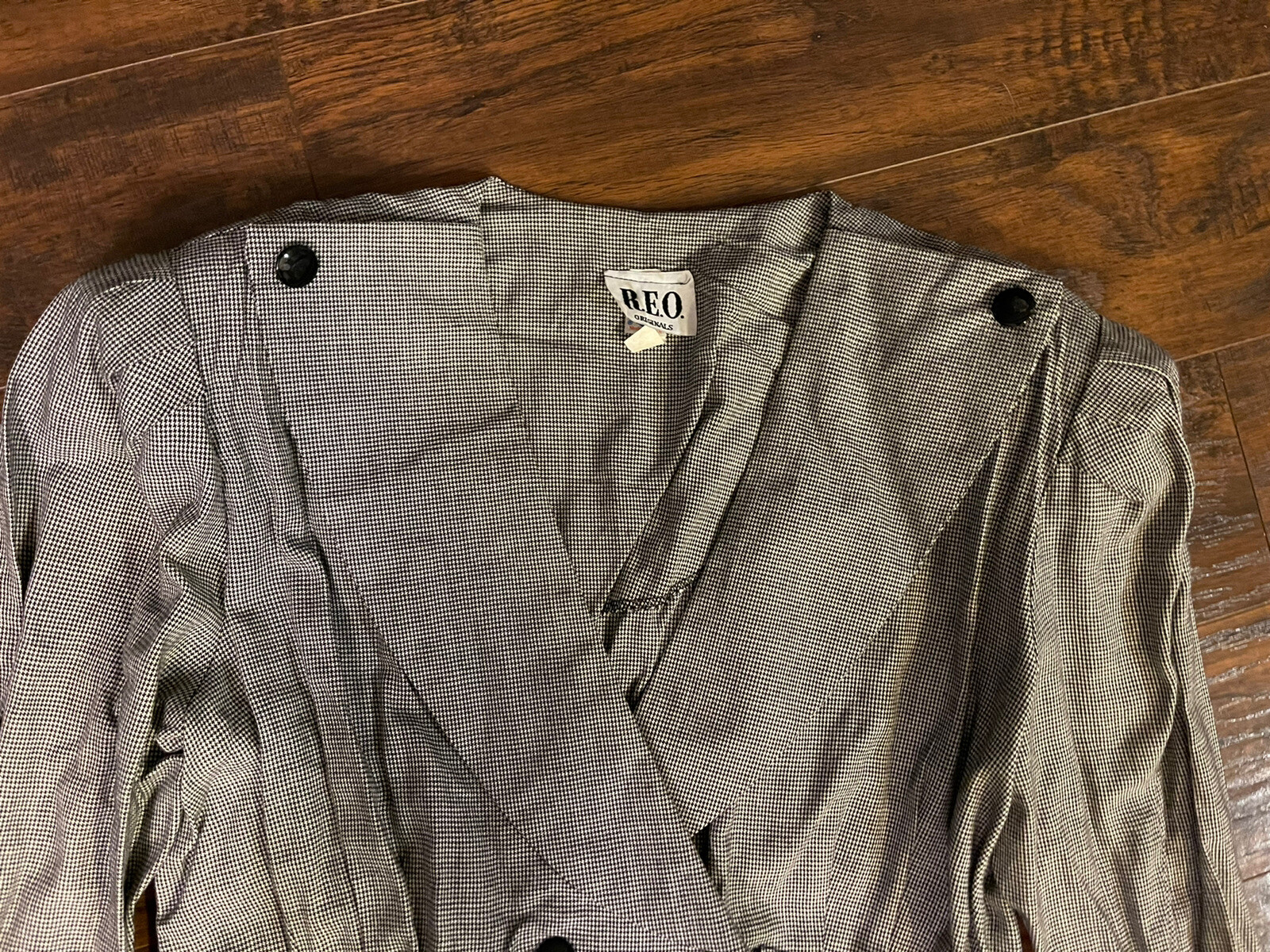 Vintage 80s REO Originals Women&rsquo;s Size 14 Black And White Plaid Workers Union