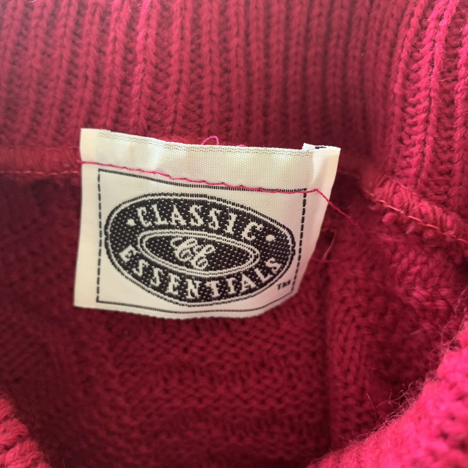 Classic Essentials Plus 22W/42 Fuchsia Pink Knit Acrylic Sweater USA Vintage