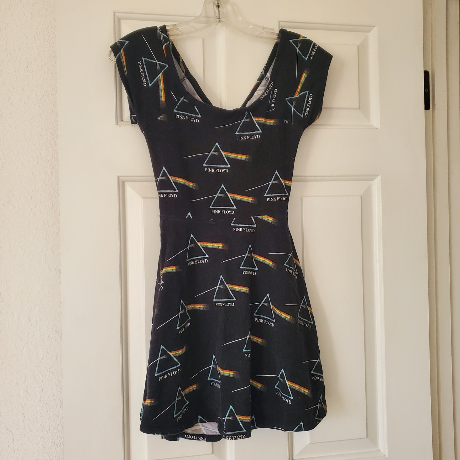 Pink Floyd Music 2015 Vintage Open Back Skater Flare Short Sleeve Dress XS/Small