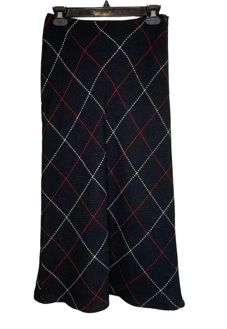 Vintage Harold’s A-Line Black with Red Diamond Pattern Wool Skirt – Size 4
