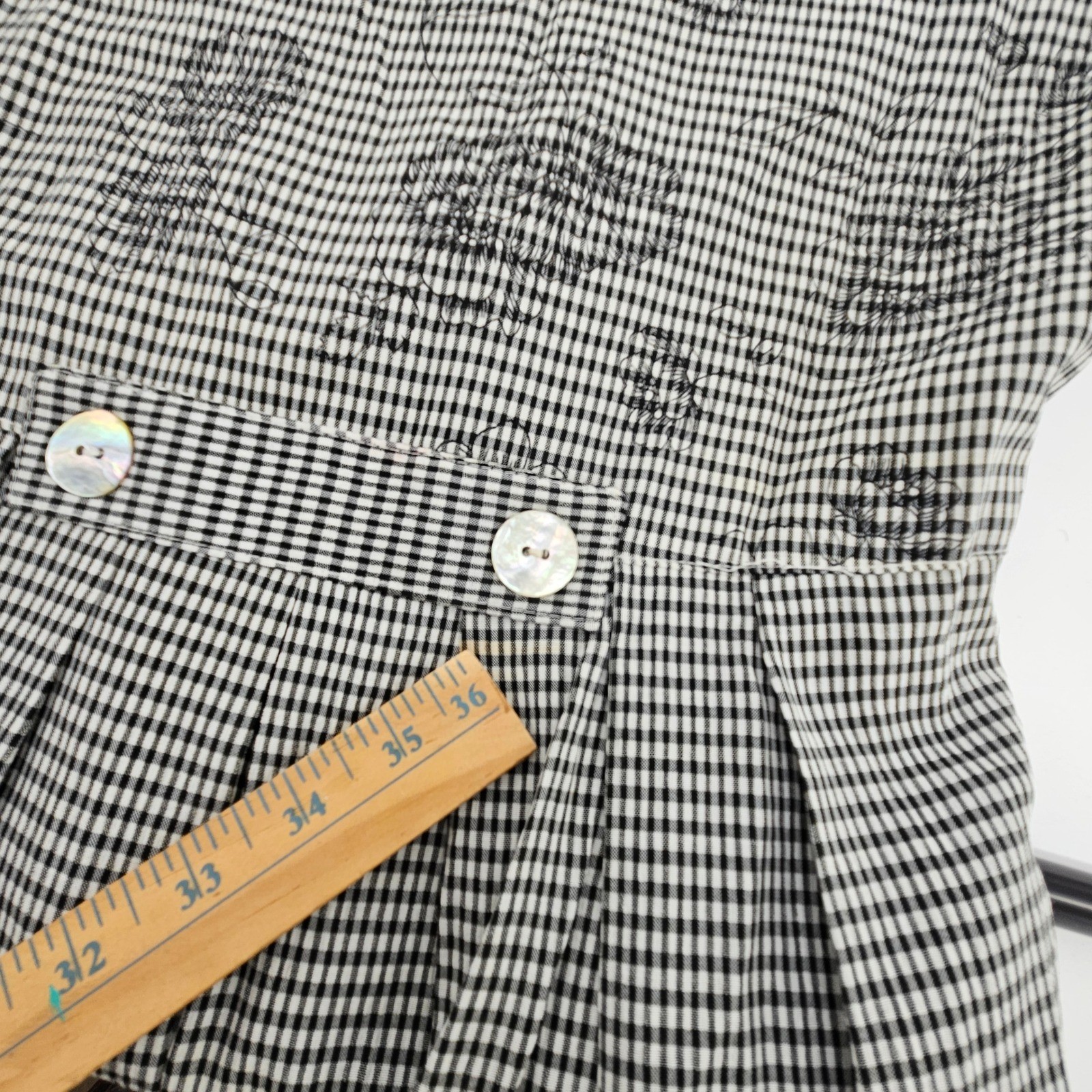 Vintage 90s Gingham Floral Embroidered Maxi Dress Large Cottage Granny Prairie