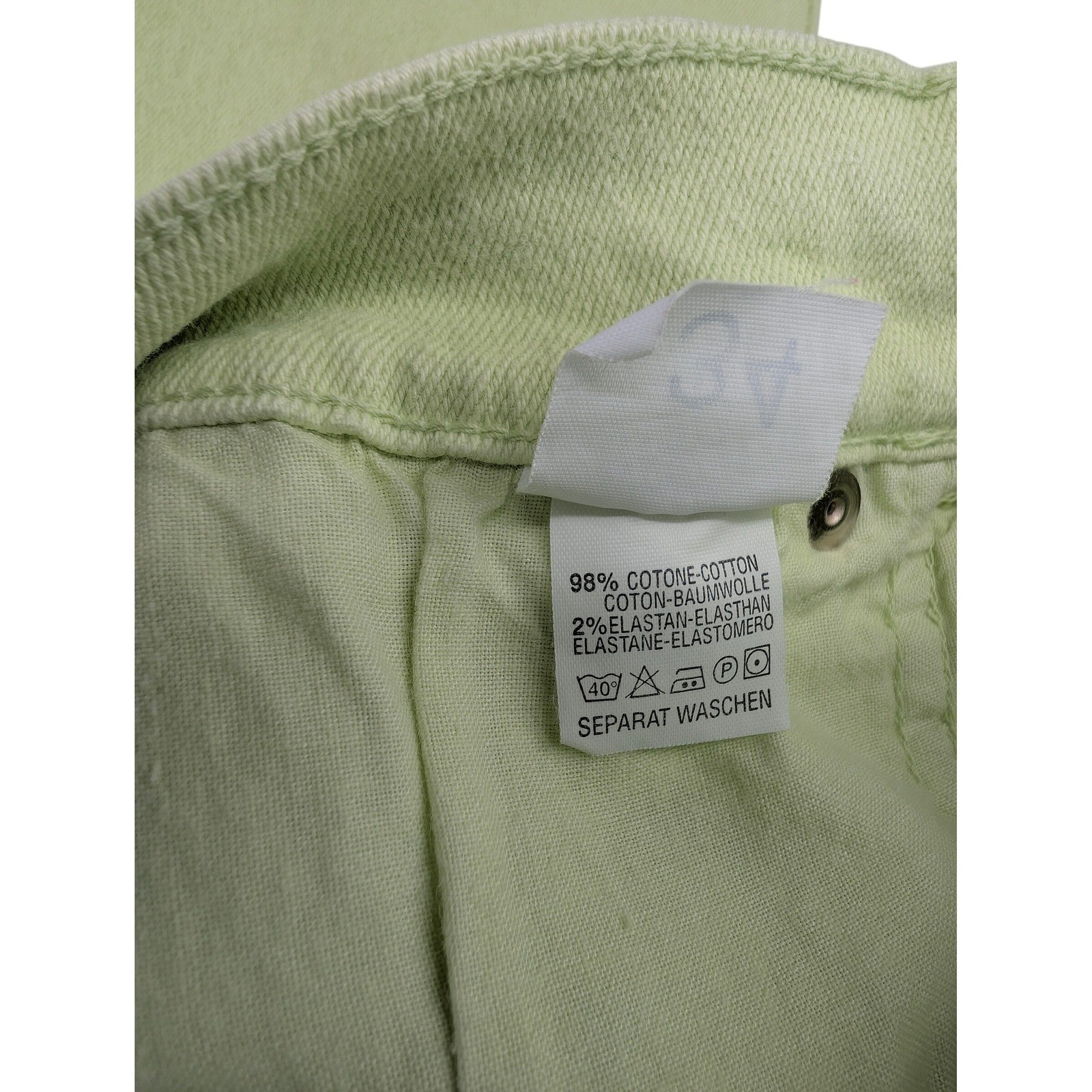 Y2K Blue Light Cache Jeans Womens 25X30 Lime Green High Rise Made in Italy