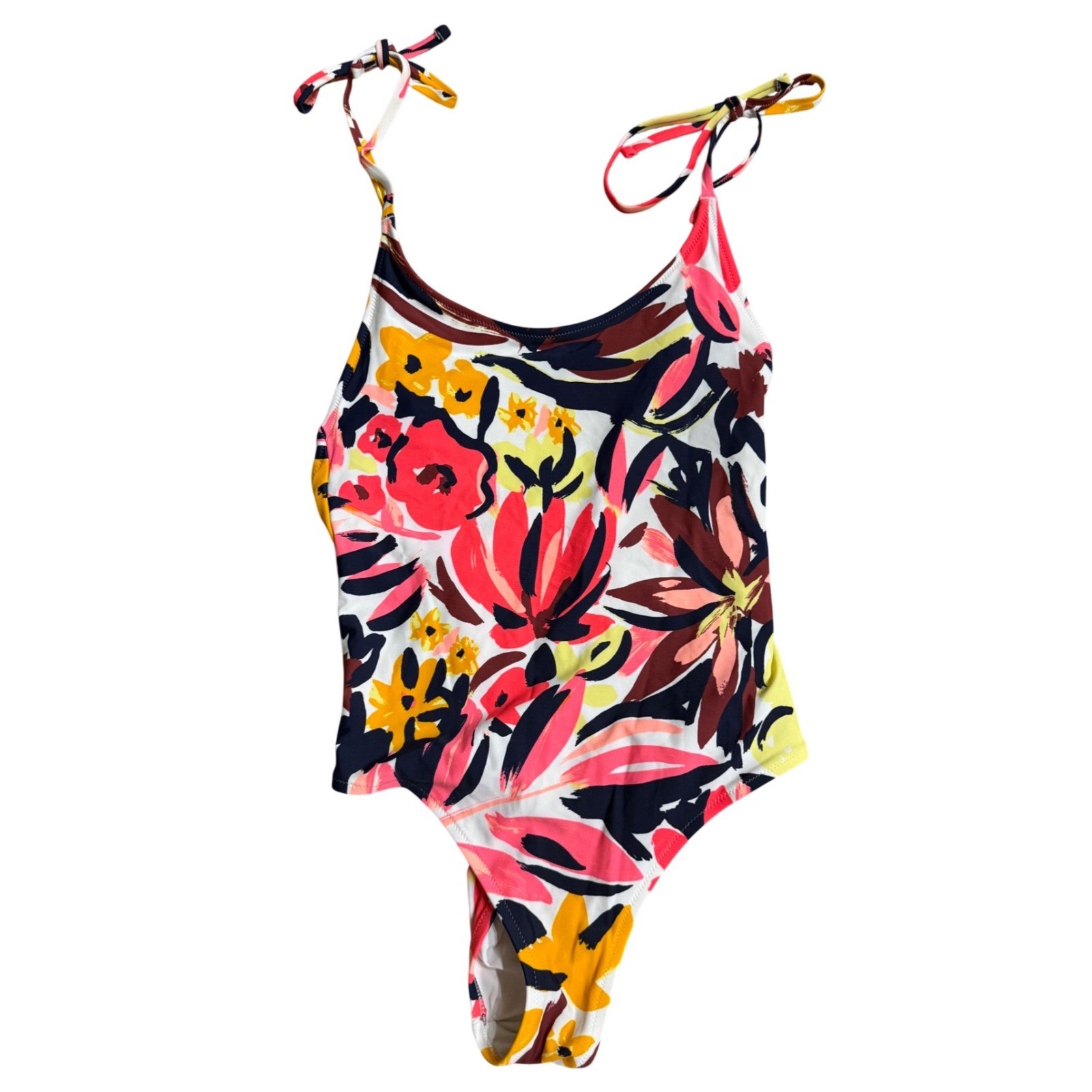 Aerie One Piece Cheeky Swimsuit Floral Small Tie Straps Scoop Back Retro Y2K