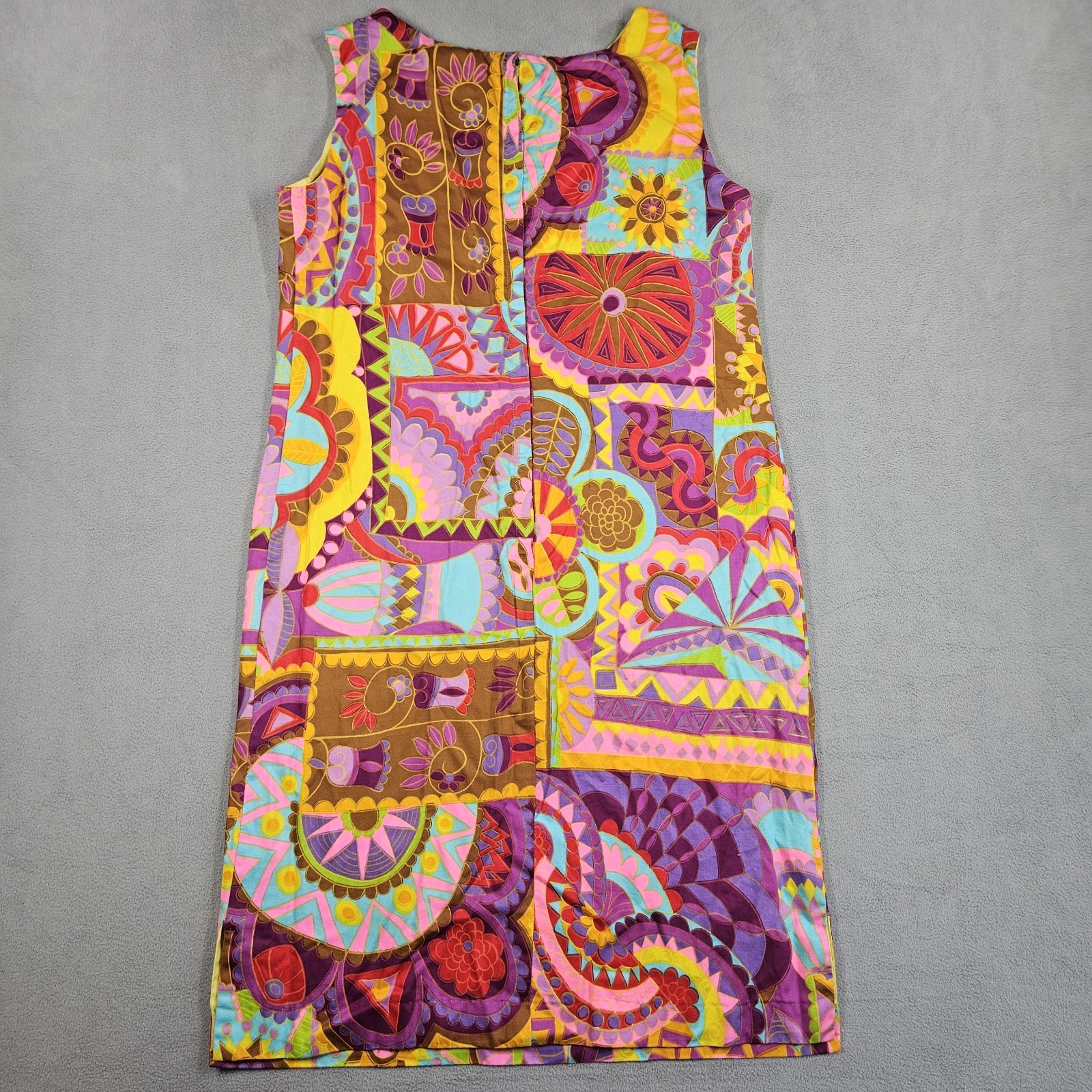 VTG 1960s Screen Printed Psychedelic Shift Dress Size S Japanese Retro Mod Gogo
