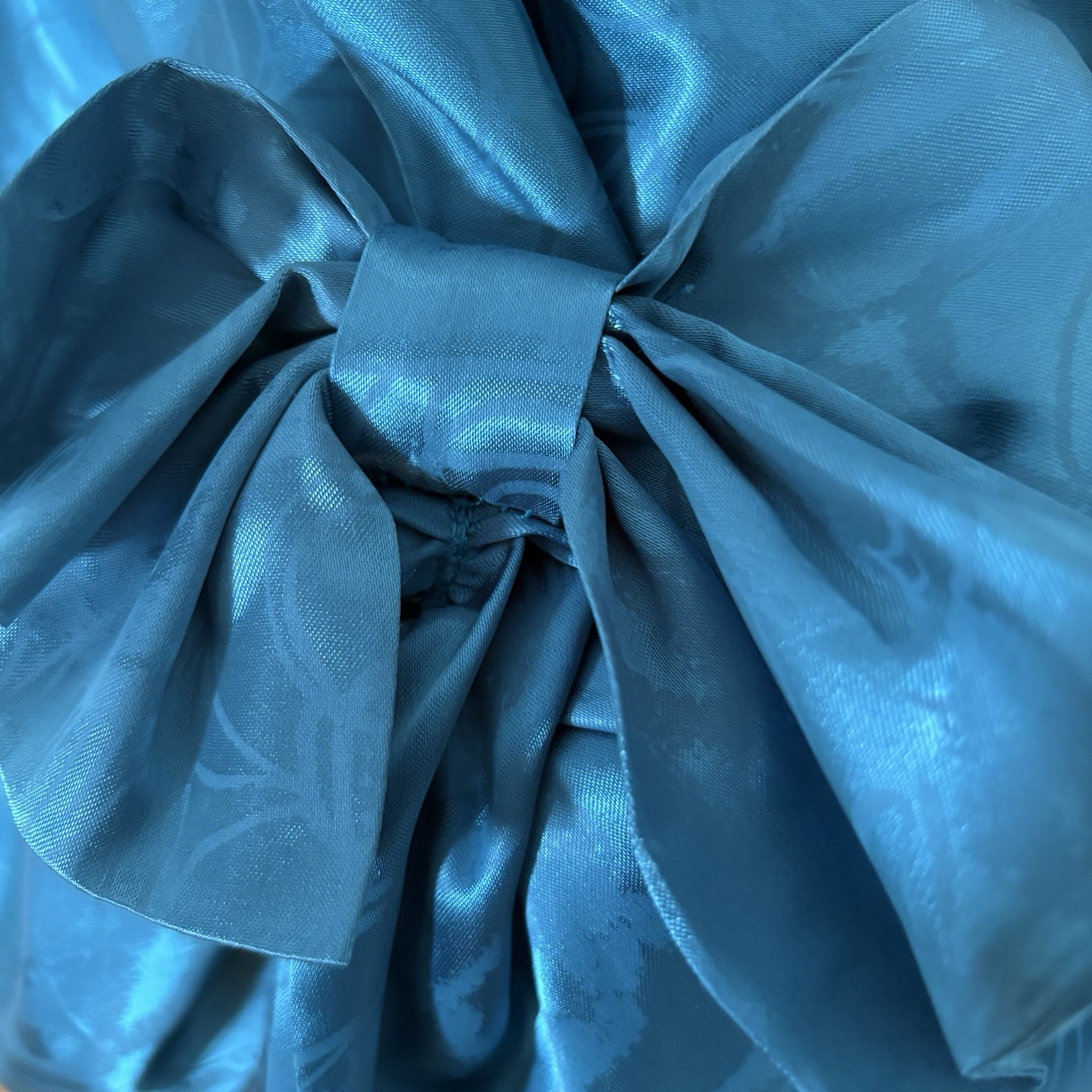 VTG 80s Studio E Teal Floral Brocade Prom Party Dress Strapless Ruched Maxi L