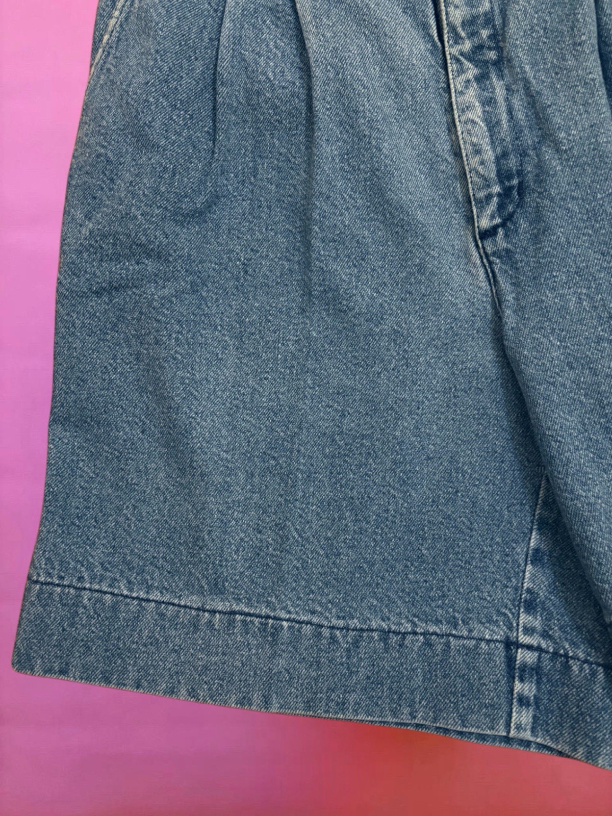 Vintage 80s Dockers Women’s High Waist Blue Denim Mom Jean Shorts Petite Size 12